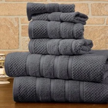 Bibb Home 6 Piece Egyptian Cotton Towel Set - Popcorn Charcoal - View 1