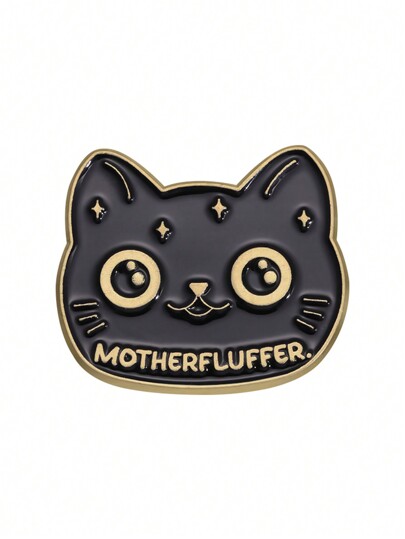1pc Black Cat Head Shaped Brooch With Cute Cartoon Animal Badge, Suitable For Daily Clothing, Backpack And Fashion Accessory For Men And Women