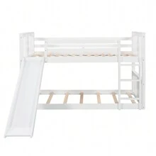 Nestfair Twin Over Twin Bunk Bed with Slide and Ladder