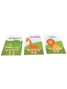 Children's Early Education Learning English Flash Cards, Including Shapes, Animals, Colors, Fruits And Means Of Transportation - Green - View 3