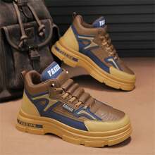 2023年秋冬男士新款切爾西靴,英倫風格,高頂,厚底,時尚休閒,保護踝靴 - 卡其色 - 查看 3