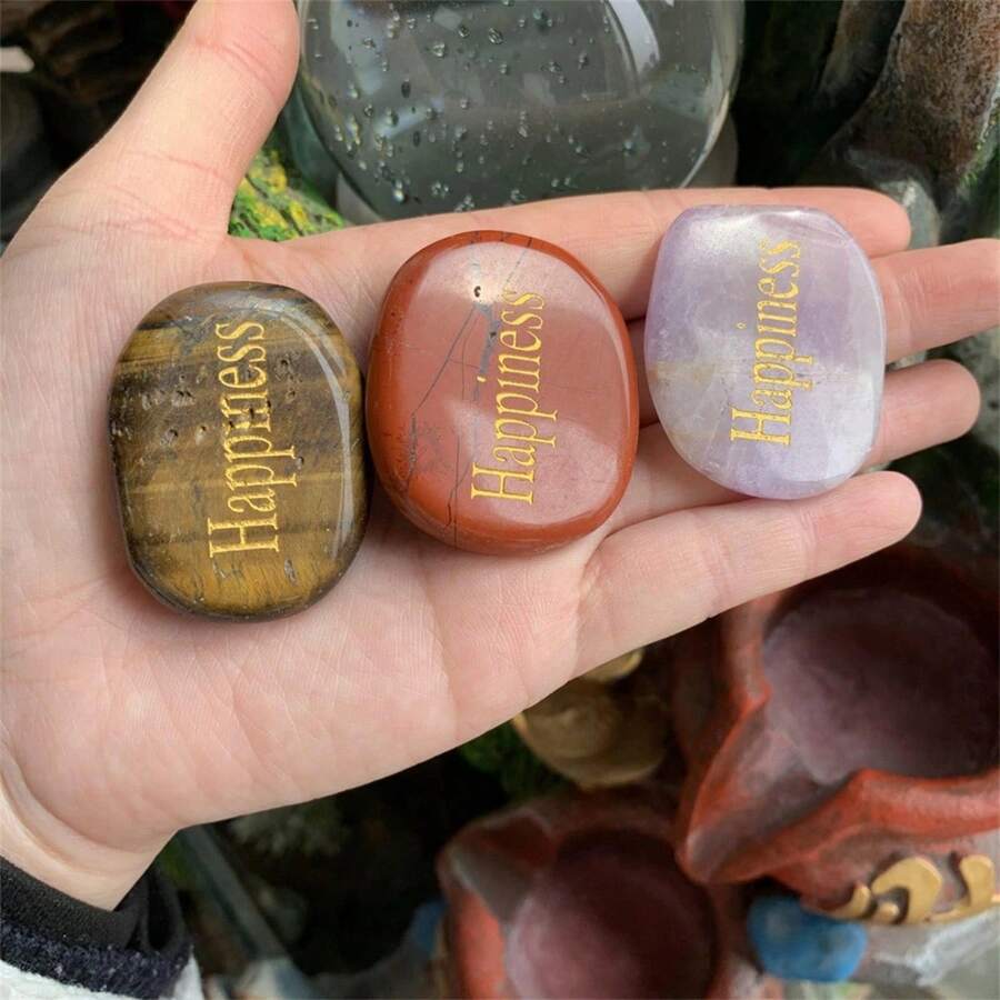 1入組新款拇指靈感擔憂石,天然治療瑪瑙水晶,彩虹脈輪寶石,可減輕焦慮,放鬆身心,適用於家居裝飾。