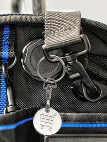 2个装购物车硬币钥匙扣，欧美超市手推车硬币金属代币龙虾扣钥匙扣，车载便携钥匙链，钥匙圈吊坠 - 銀色 - 查看 5