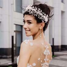 1pc Luxurious Fashionable Bridal Hair Accessory Rhinestone & Crystal Decor Headband For Wedding Party & Festivals - Silver - View 1