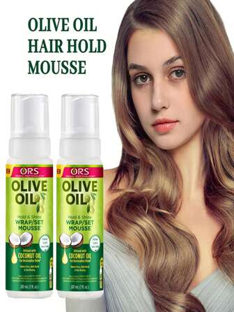 2瓶207毫升 ORS橄榄油定型亮泽摩丝 - 非常适合编发造型和假发定型