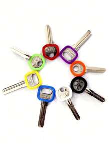 24 件硅胶弹性钥匙帽套装 灵活钥匙套 钥匙识别标签套 方便识别门钥匙圈（颜色随机）汽车配件 - 彩色 - 查看 5