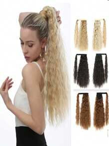 1 件装小卷发 22 英寸自然黑色合成发马尾辫适合日常使用 - 黑色 - 查看 1