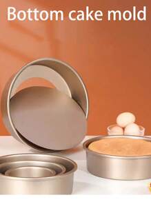 1pc Non-Stick Round Cake Baking Mold, Gold Color Springform Pan, Carbon Steel Bottom Removable Chiffon Cake Mold, Multi-Size Cake Baking Tray, Modern Oven Baking Tool, Heat Resistant Easy Clean