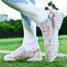 1pair Men's New Indoor Soccer Shoes For 5-A-Side Football Match Training With Detachable Studs Ronaldo  Cleats - White - View 7