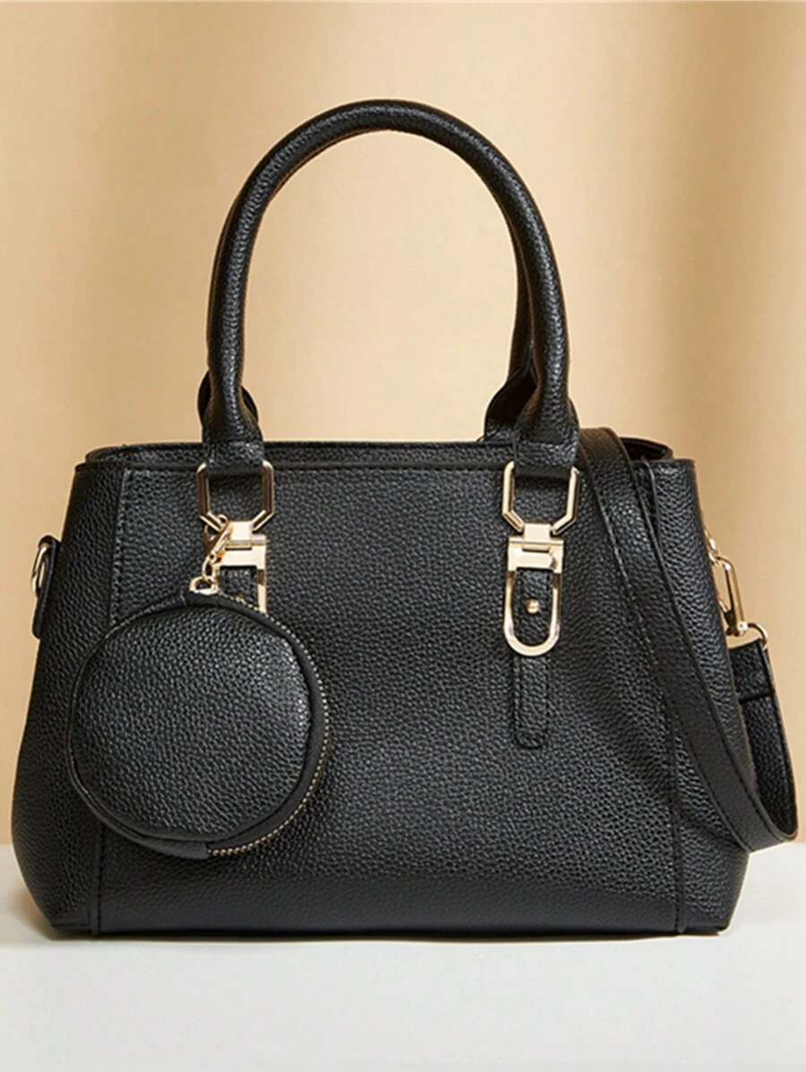 最新款時尚休閒女士小手袋,極簡風格,可作為肩背包或斜挎包,高檔材質 - 黑色 - 查看 1