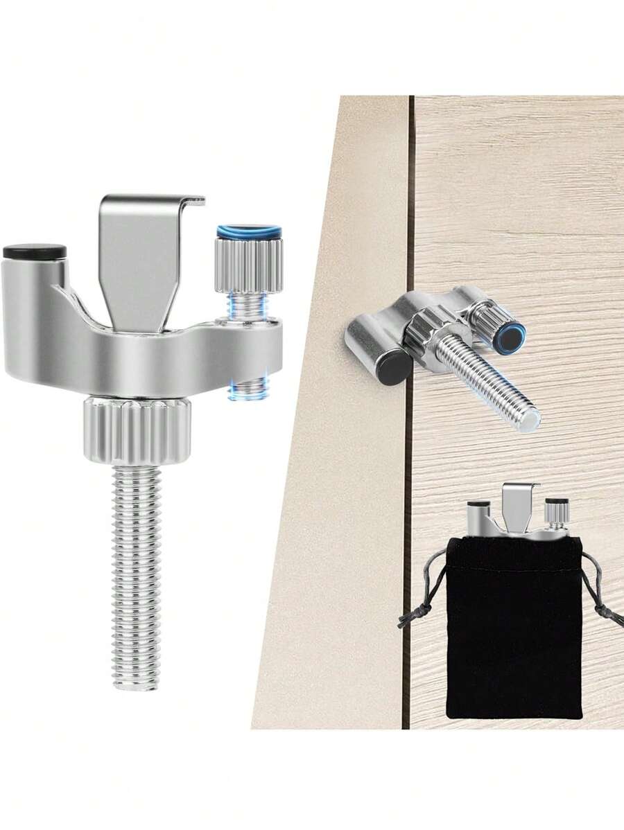 Upgraded Portable Door Lock Adjustable Anti-theft Lock For Safety Travel Door, Family, Hotel, Apartment, School Dormitory, Extra Privacy And Security Door - Silver - View 1