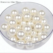 30/50/100/200入組時尚人造珍珠DIY串珠手鐲夾石英珠女士珠寶製作配件珠子4/6/8/10/12mm - 米色 - 查看 9