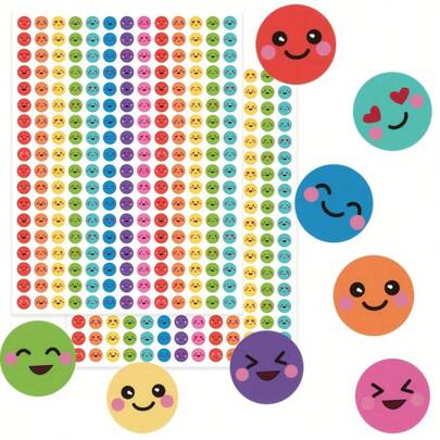 1170pcs Round Emoji Stickers With Reward & Behavior Images For School Students, Kindergarten Or Early Learning Programs (0.37 Inch Each, 5 Sheets)