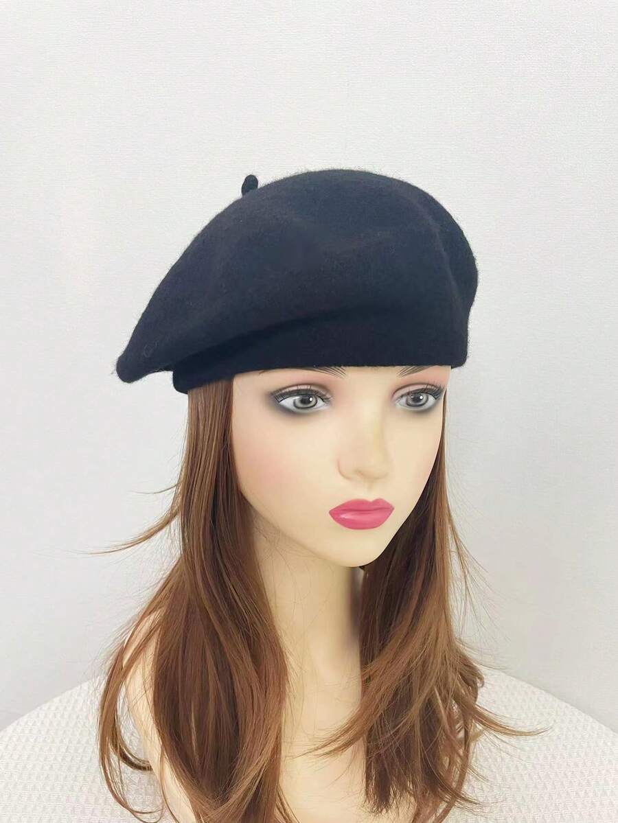 1頂英國風格復古貝雷帽,適用於秋冬季節,是畫家風格的女士蓓蕾帽,適用於休閒時尚或顯小臉