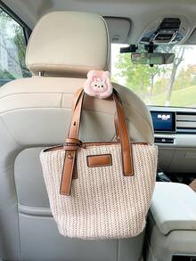 1pc/pink Cute Rabbit Car Hook Creative Vehicle Seat Back Hook, Car Interior Hook - Pink - View 3