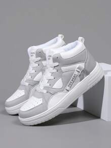 Trắng Và Xám Của phụ nữ Cao-top Thể thao Giày thể thao , Thoải mái Và Thoáng khí Lace-up Giày dép - Màu Xám nhạt - Xem 3