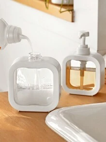 1pc Luxury Translucent Liquid Dispenser Bottle For Hand Soap, Shower Gel, Shampoo, Lotion, Visible Push Bottle - White - View 7