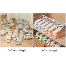 1pc Double-Layer Shoe Rack Space-Saving Shoe Storage Plastic Double-Layer Shoe Rack Shoe Bracket Shoe Cabinet Folding Shoe Storage Rack - Green - View 4