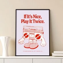 1pc Retro Music Wall Art Poster, If It Looks Good, Put The Painting Twice, Fun Pop Print, Ideal Gift For Living Room, Kitchen, Wall Art, Unframed Canvas Print - Multicolor - View 9