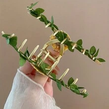 1唯女款新款時尚復古向日葵造型髮夾,優雅高貴金屬夾,鋅合金裝飾髮飾