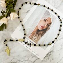 BONITTER 1 件墨西哥項鍊吊墜瓜達盧佩聖本篤勳章保護祝福吊飾天主教聖貝尼托勳章手工珠寶禮品吊飾汽車掛飾男士女士 - 白色黑色吊墜 - 查看 2