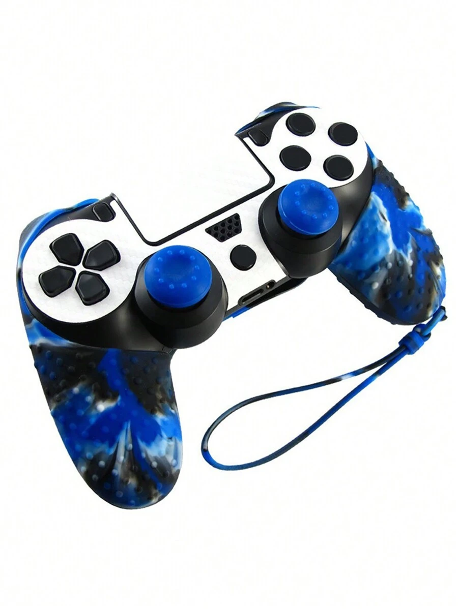 Funda protectora de silicona para controlador de juego PS4, funda antideslizante compatible con controlador PS4 Pro Slim - Azul - Ver 1