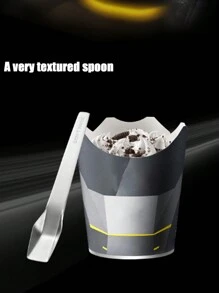 1pc Style Spoon, McFlurry Spoon, 304 Stainless Steel Spoon, Highly Attractive Spoon With Exquisite Gift Box - Silver - View 5