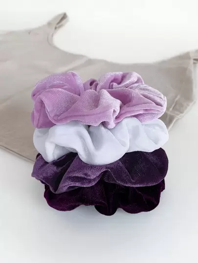 4 piezas/1 pieza Scrunchies de terciopelo morado, lazos de pelo versátiles vintage, Scrunchies de terciopelo elásticos, lazos de pelo diarios, set de accesorios de pelo elegantes, bandas de goma para coleta