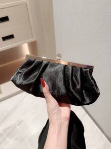 Túi buổi tối bằng vải satin tinh tế của Moonlit EveBag có trang trí bằng kim cương giả, túi ly hợp, túi dự tiệc, túi vũ hội, túi xách dây xích - màu đen - Xem 4