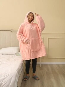 1 Miếng Hoa sen Màu hồng Hoodie Trang phục mặc nhà Áo - Bụi hồng - Xem 3