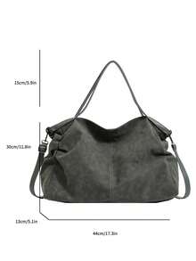 Bolso Tote De Moda De Pu Monocromático Portátil Con Cierre De Cremallera, Adecuado Para Uso Diario De Mujeres (1 Unidad) - Verde - Ver 7