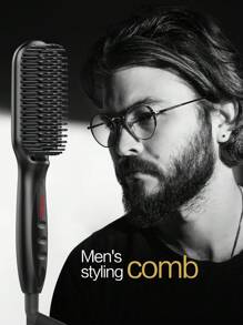 Ultra-Precision Men's Straightening Comb – Multifunctional Styling, Setting & Beard Grooming Tool - Black - View 3