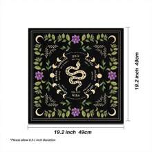 1 件裝靈蛇崇拜月相花壇桌布女巫占卜閱讀墊裝飾用 - 黑與白 - 查看 4