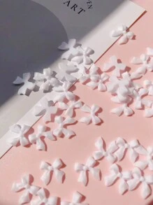 1 包 50 个蝴蝶结设计美甲装饰，DIY 欧式和北美流行风格，日韩可爱甜美风格指甲饰品，树脂美甲沙龙指甲饰美甲用品指甲宝石 - 白色 - 查看 4