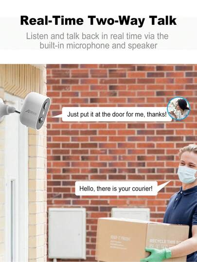 ANRAN Security Cameras Wireless Outdoor, 1080P AI Motion Detection Night Vision Home Cameras, Two Way Talk, Spotlight Siren Alarm, Work Alexa, Rechargeable Battery Powered, IP65 view 7