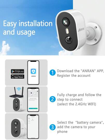 ANRAN Security Cameras Wireless Outdoor, 1080P AI Motion Detection Night Vision Home Cameras, Two Way Talk, Spotlight Siren Alarm, Work Alexa, Rechargeable Battery Powered, IP65 view 8