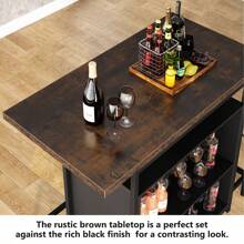 Tribesigns Home Bar Unit, Industrial 3-Tier Liquor Bar Table with Glasses Holder and Wine Storage, Wine Bar Cabinet Set Mini Bar with Footrest for Den Home Pub