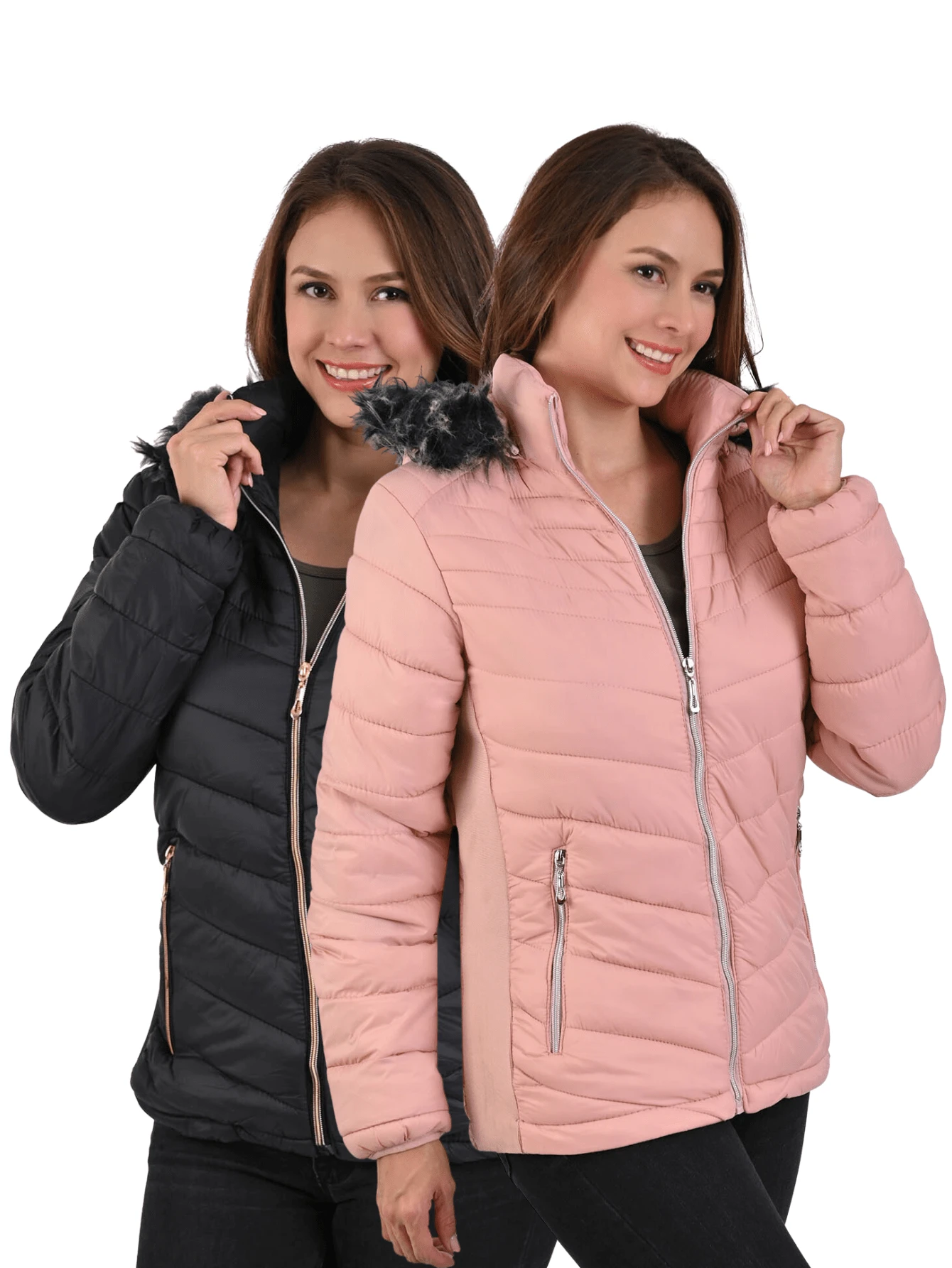 Pink Jackets Coats For Women With Detachable Plush Hat (2 PIECES N/Pale Pink) - Multicolor - View 1
