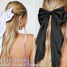 3 件优雅复古纯色发饰，带丝带飘带，适合日常佩戴、礼物、聚会、学校 - 彩色 - 查看 4