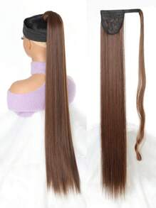 Tóc giả màu đen nâu vàng 22-34 inch chịu nhiệt tổng hợp thẳng tóc nối đuôi ngựa tóc giả tóc giả đuôi ngựa cho phụ nữ - Light Brown - Xem 3