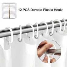 1入裝北歐風格植物葉子藝術塗鴉印花淋浴簾,浴室防水防霉隔斷簾 - 彩色 - 查看 6