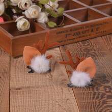 1入聖誕馴鹿角頭帶髮夾髮箍女孩美麗的髮飾鹿角頭帶可愛的鹿頭帶髮飾鹿角