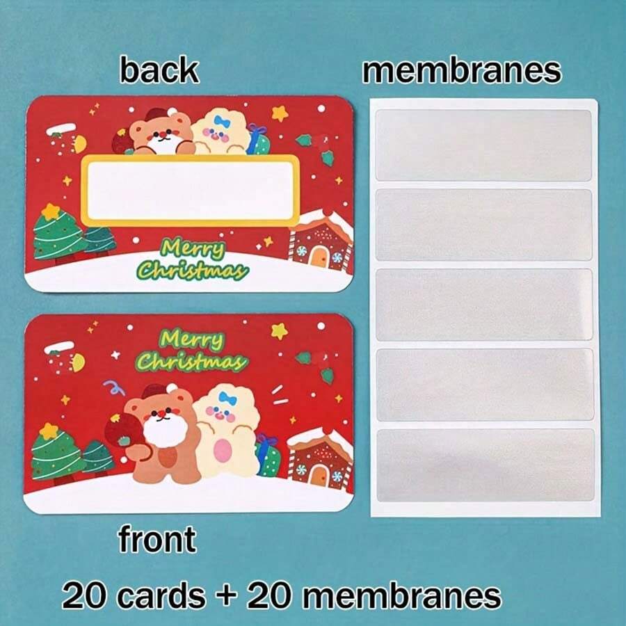 40入組聖誕刮刮卡,節日商業促銷抽獎優惠券,聖誕派對刮刮卡遊戲,適用於派對節慶裝飾,小型企業使用
