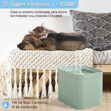 Fuente de Agua para Gatos,1.5 L Bebedero para Gatos Automático,Ultra Silencioso,3 Modos Ajustables,con 3 Filtros de Repuesto,para Gatos y Perros - Verde - Ver 3