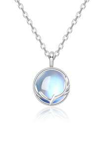 1件ins风简约优雅个性化月光石鹿角吊坠项链，适合女性日常佩戴、订婚、婚礼、派对等场合，也是情人节送给女友的绝佳礼物。