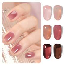 GAOY Rose Garden Jelly Gel Nail Polish of 6 Transparent Nude Red Pink Brown Colors Sheer Gel Polish Kit for Salon Gel Manicure and Nail Art DIY at Home - Vườn hoa hồng - Xem 1