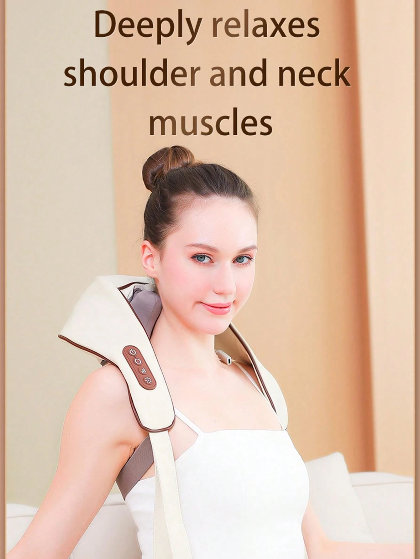 1pc Rechargeable Neck Pressure Neck Massager With Heat Deep Tissue 3D