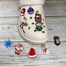 1套10件雪人和馴鹿卡通圖案鞋飾扣,適用於聖誕禮物,自由組合diy裝飾 - 彩色 - 查看 5