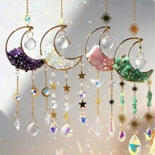 1入組月光捕手,帶有貓眼石和水晶棱鏡,適用於窗戶、花園、室內、室外、露台、後院、家居、辦公室、水晶汽車裝飾禮品 - 紫色 - 查看 2