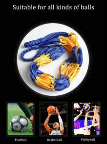 2pcs Mesh Bag, Basketball Bag, Multipurpose Hand-woven Mesh Bag, Thick Nylon Cord Football Bag, Basketball Mesh Net, Ball Storage Bag, Handbag - Blue and white storage bag - View 2